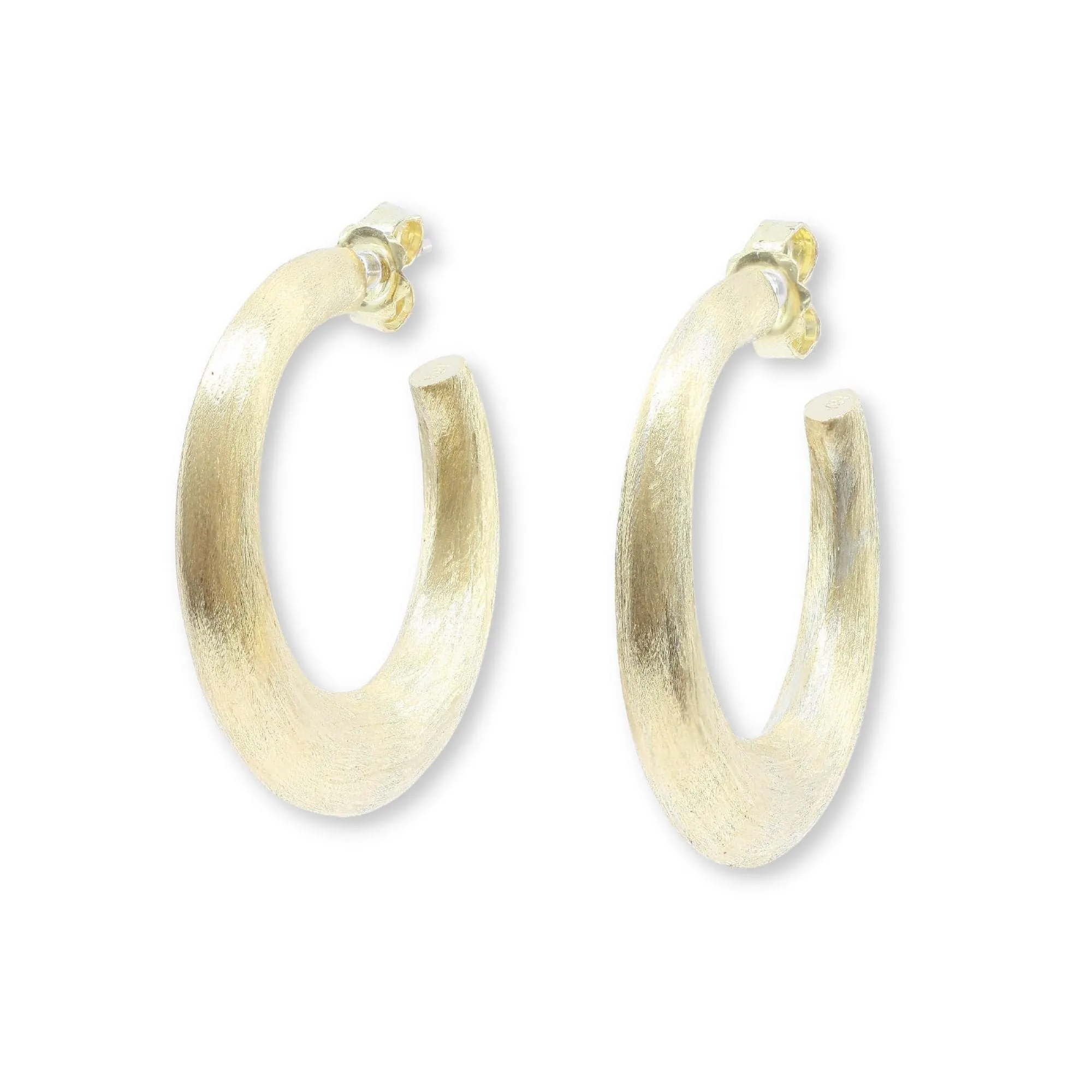 18K YELLOW GOLD SATIN 35MM HOOP EARRINGS