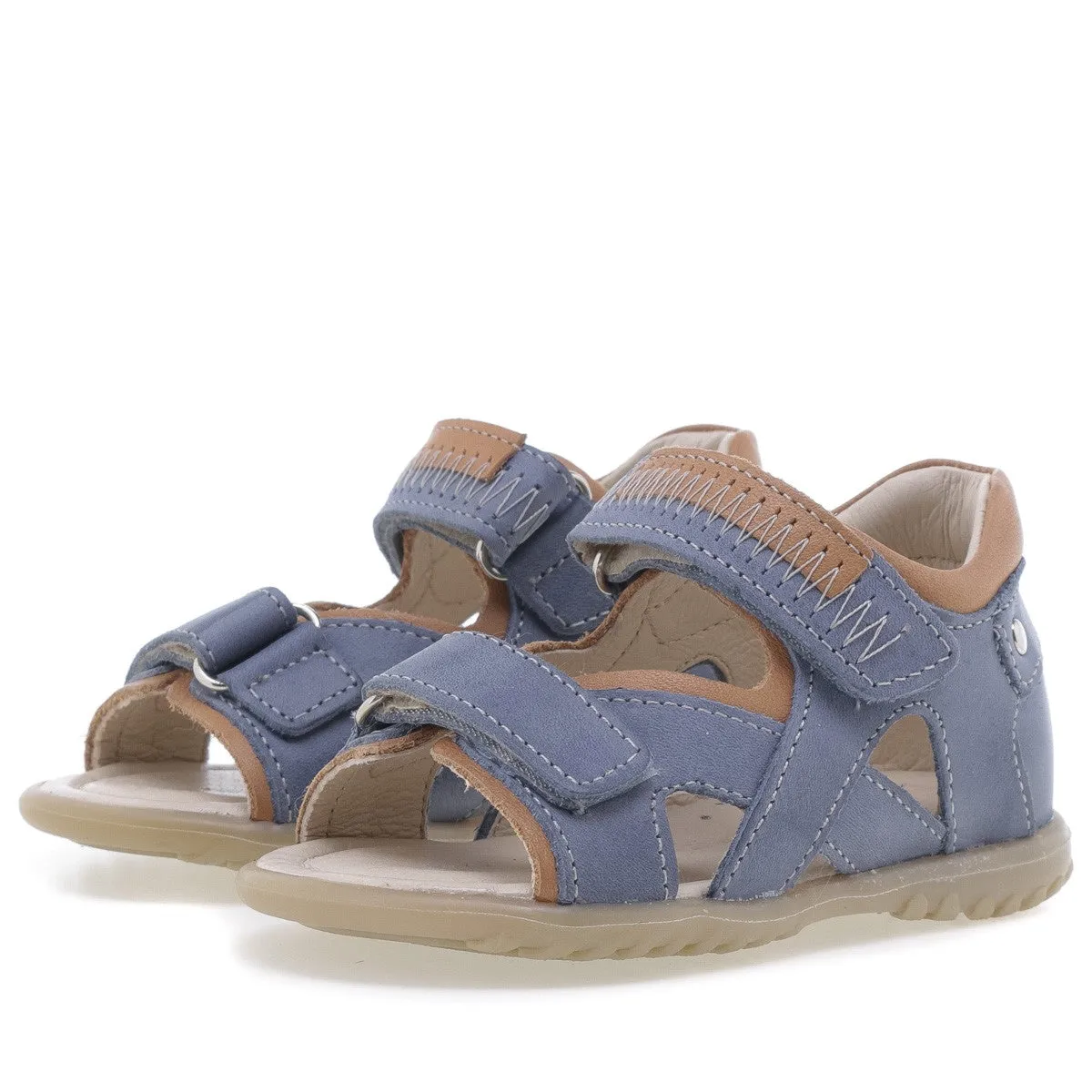 (2086-22) Emel blue velcro Sandals