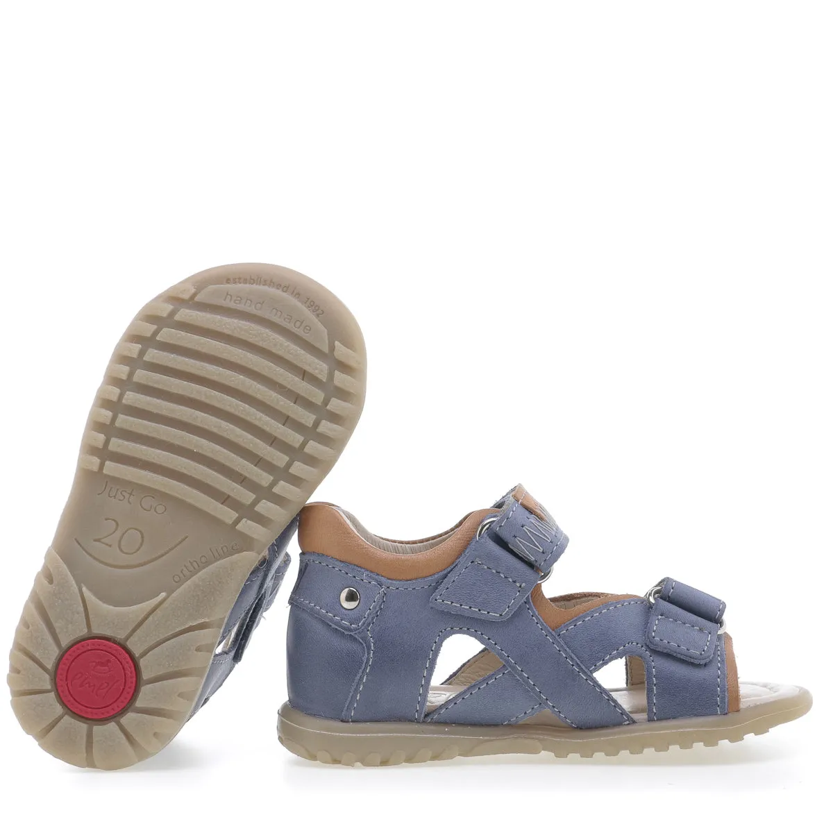 (2086-22) Emel blue velcro Sandals