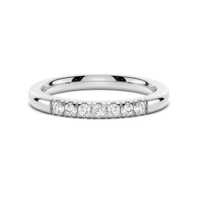 2mm Petite 7 Stone French Pave Moissanite Wedding Band