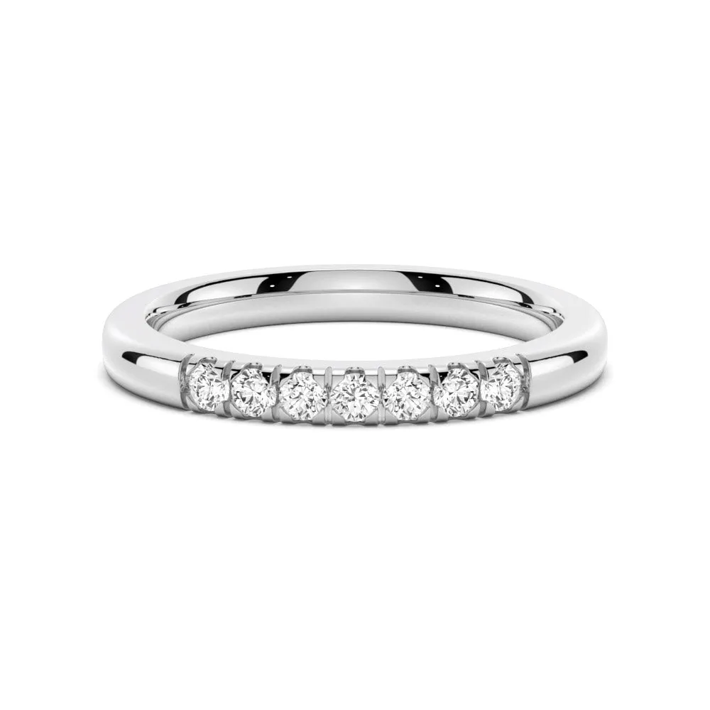 2mm Petite 7 Stone French Pave Moissanite Wedding Band