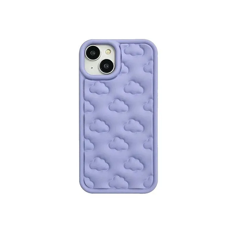 3D Clouds Cute Soft Cover Phone Case for iPhone 15 Pro Max, 11-14 Pro Max