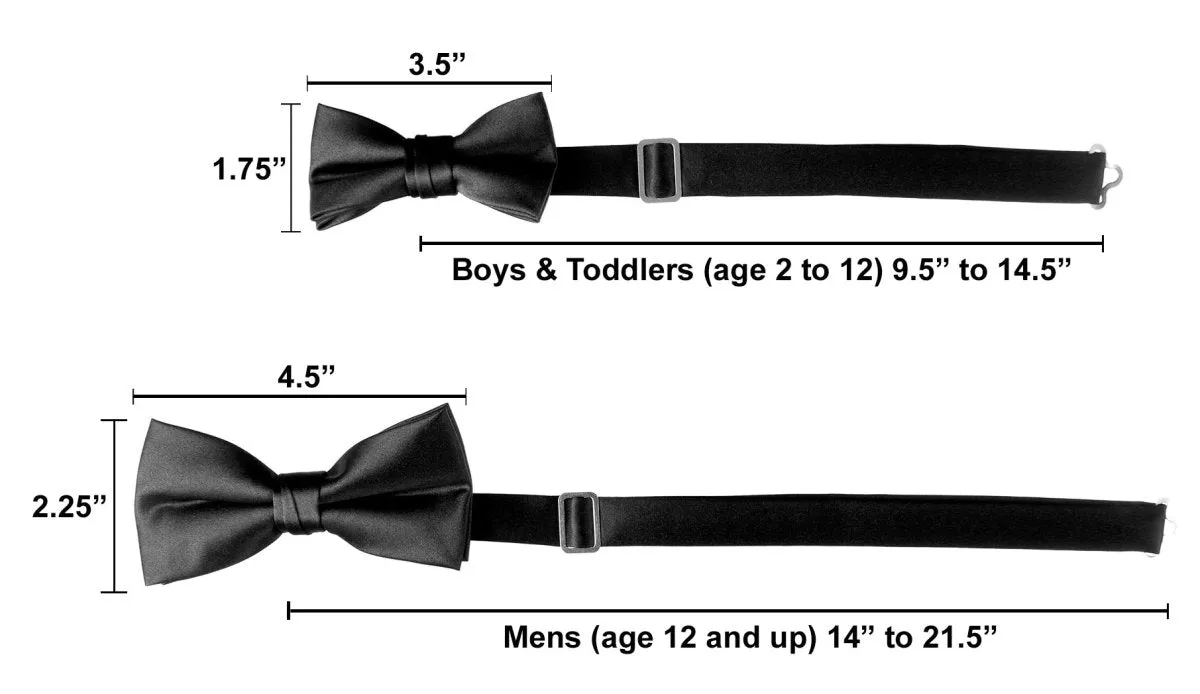 Adjustable Pre-Tied Bow Tie in Deluxe Polyester Satin | Men's & Boy's Sizes