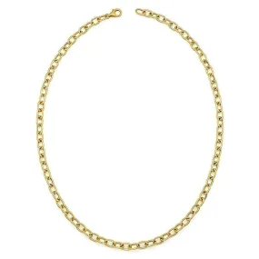 AFJ Gold Collection - Oval Link Chain Necklace,  Length 16"- 18", Yellow Gold