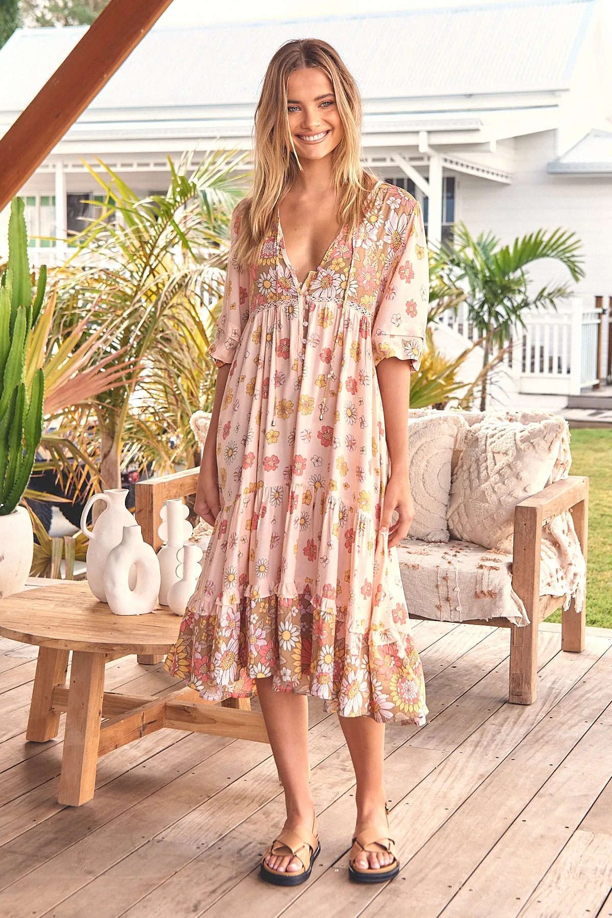 Alba Midi Dress - Pink Floral