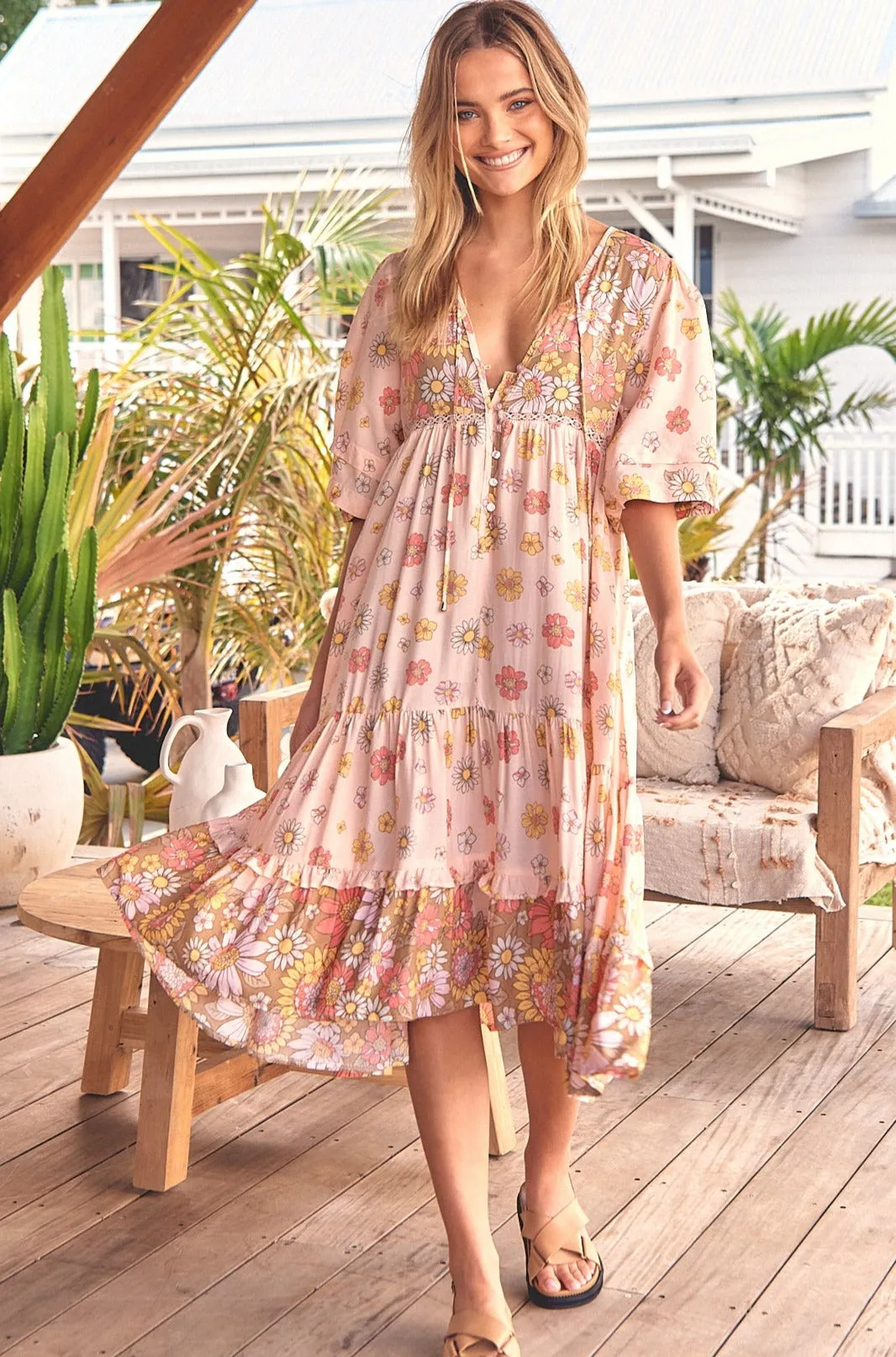 Alba Midi Dress - Pink Floral