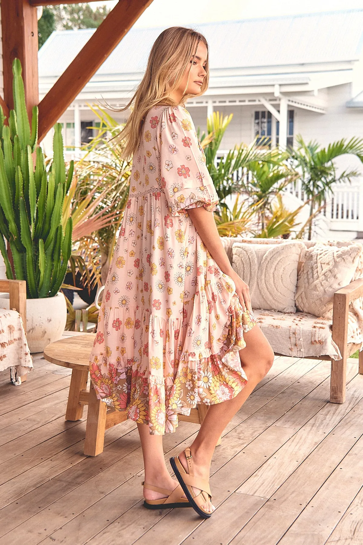 Alba Midi Dress - Pink Floral