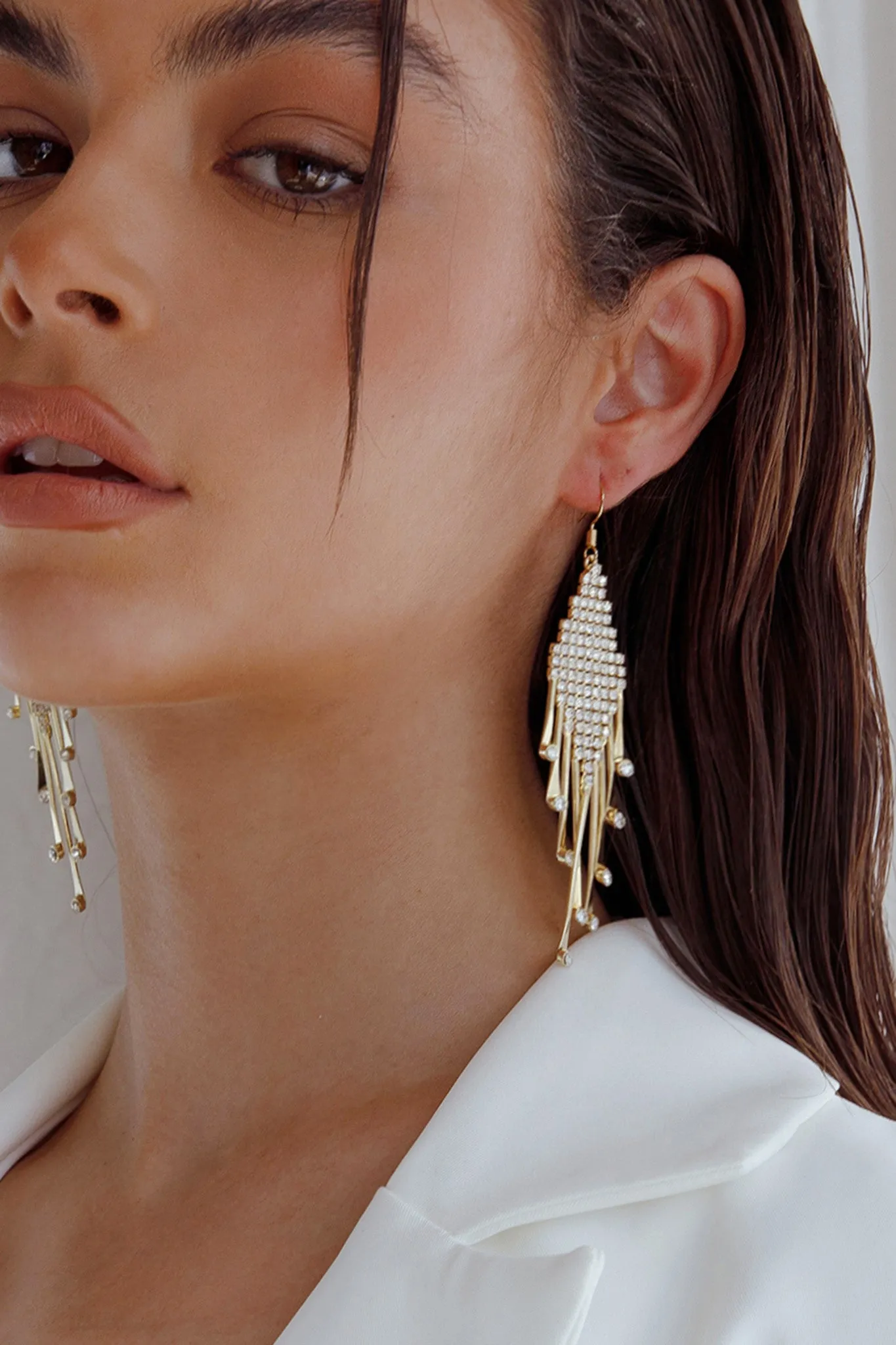 Alessandra Diamante Tassel Hook Earrings Gold