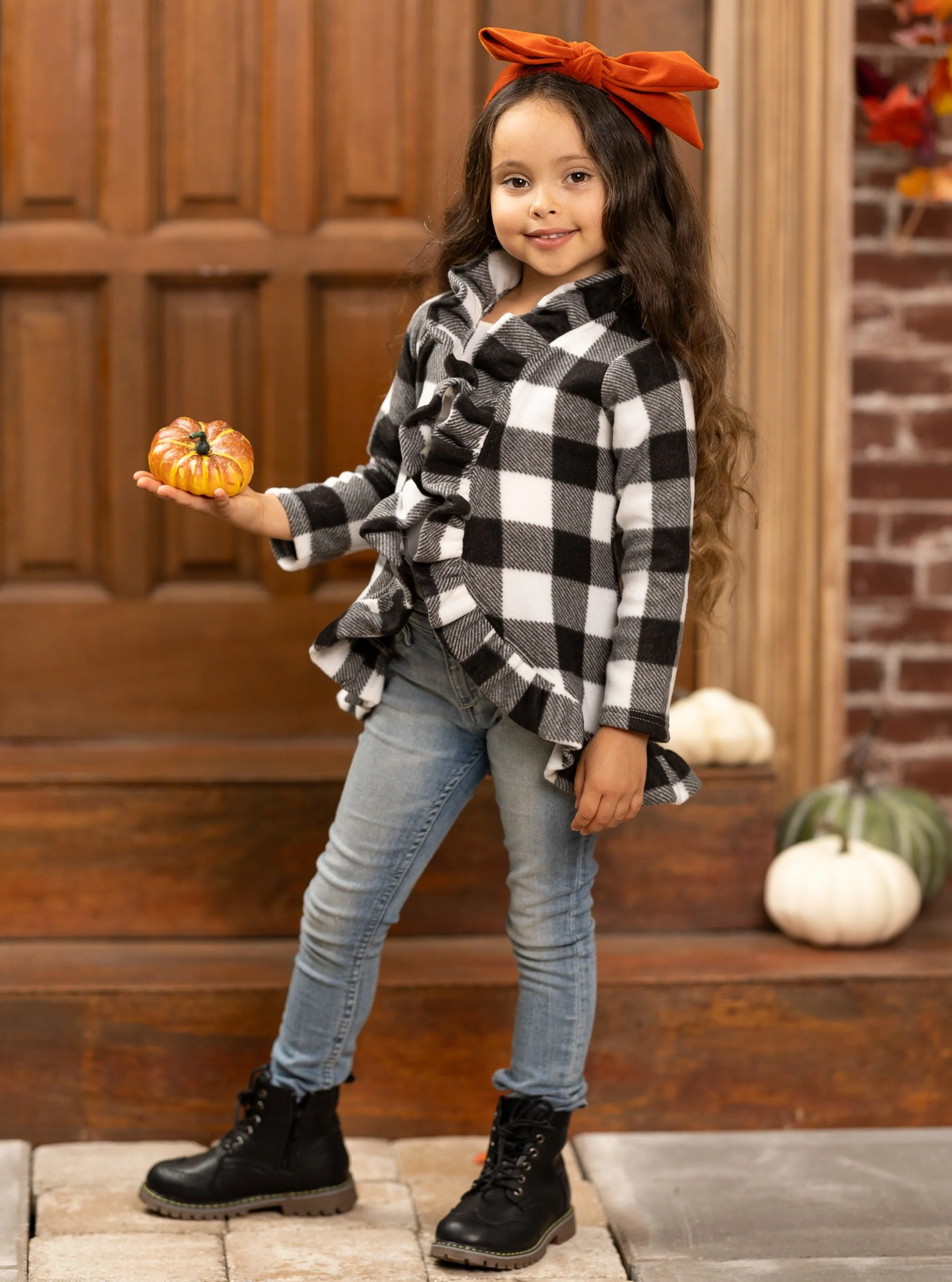 All Ruffled Up Gingham Ruffles Cardigan