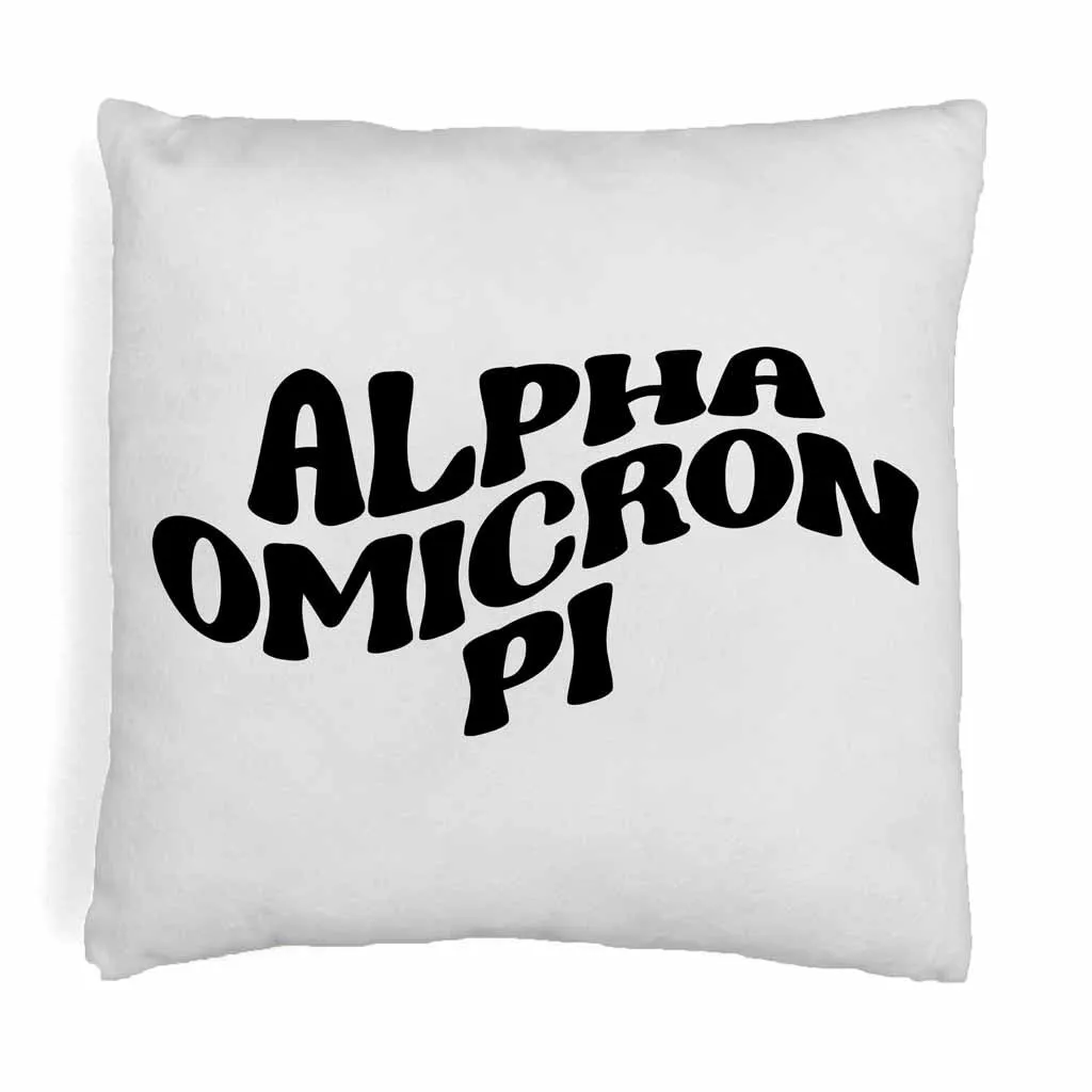 Alpha Omicron Pi Greek Mod Design on a Sorority Throw Pillow Cover for Dorm Room or Apartment Decor