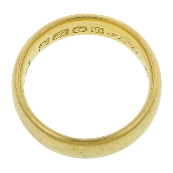 Antique Edwardian Gold Wedding Band Ring, 1914, Size 5