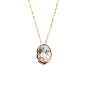 Aquamarine Bezel Set Necklace In 14k Yellow Gold