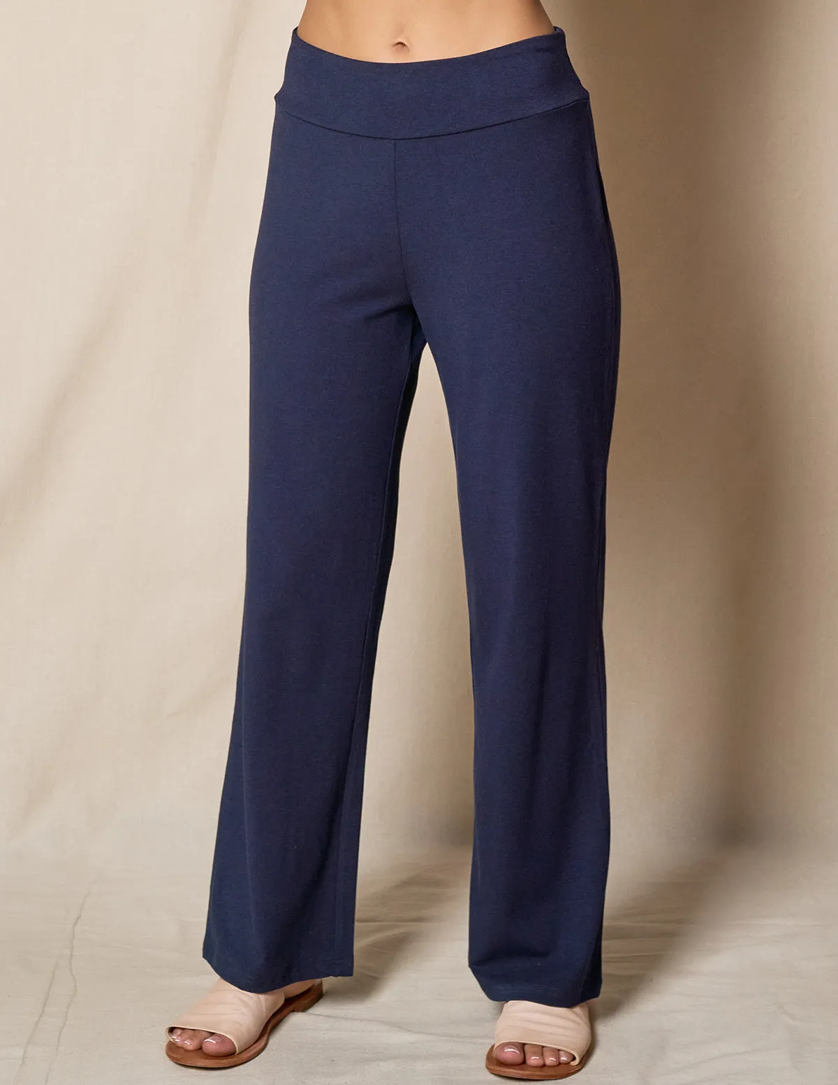 Bamboo / Organic Cotton Classic Straight Leg Pants - Navy