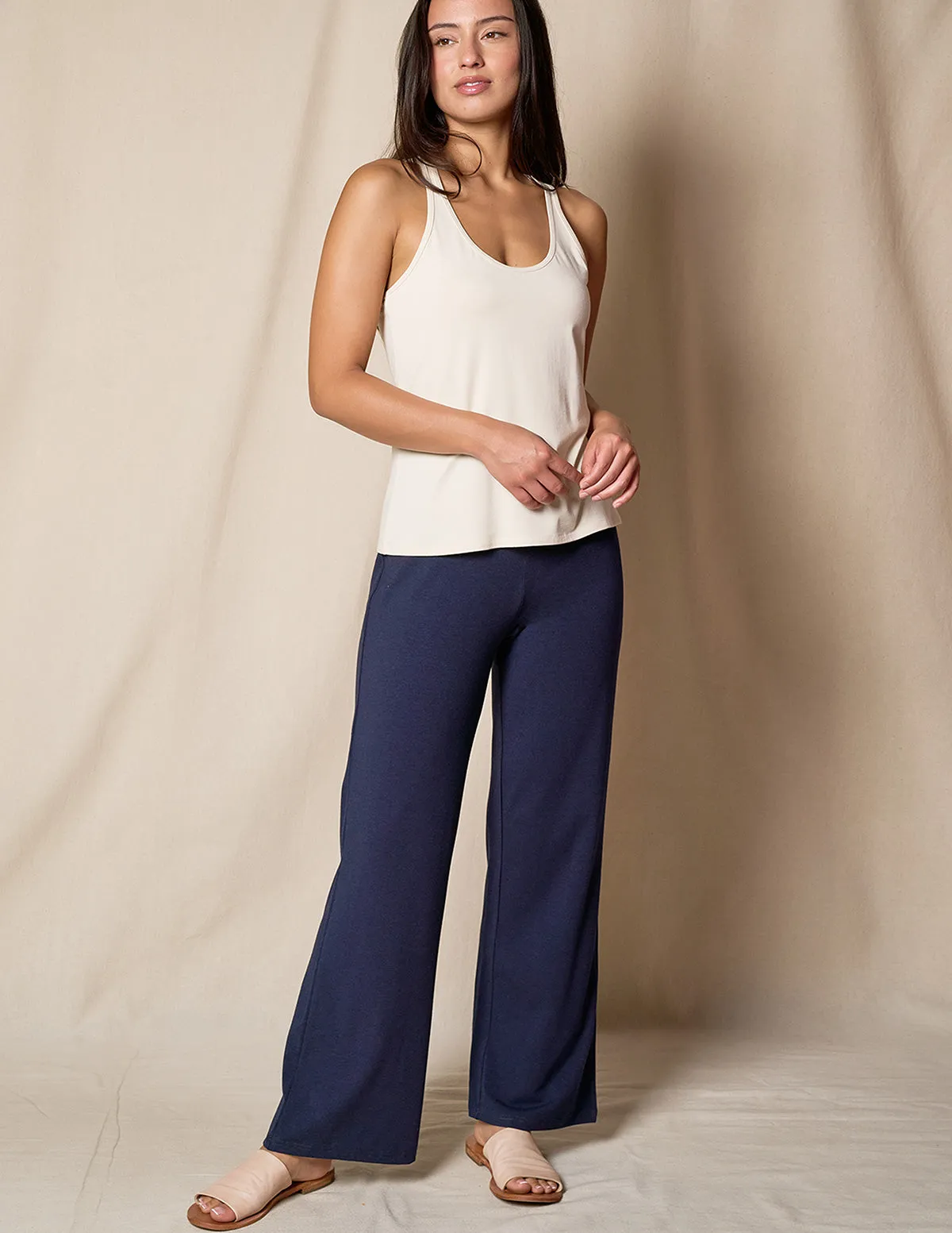 Bamboo / Organic Cotton Classic Straight Leg Pants - Navy