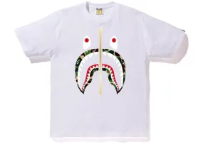 BAPE ABC GOLD ZIP SHARK TEE WHITE/GREEN