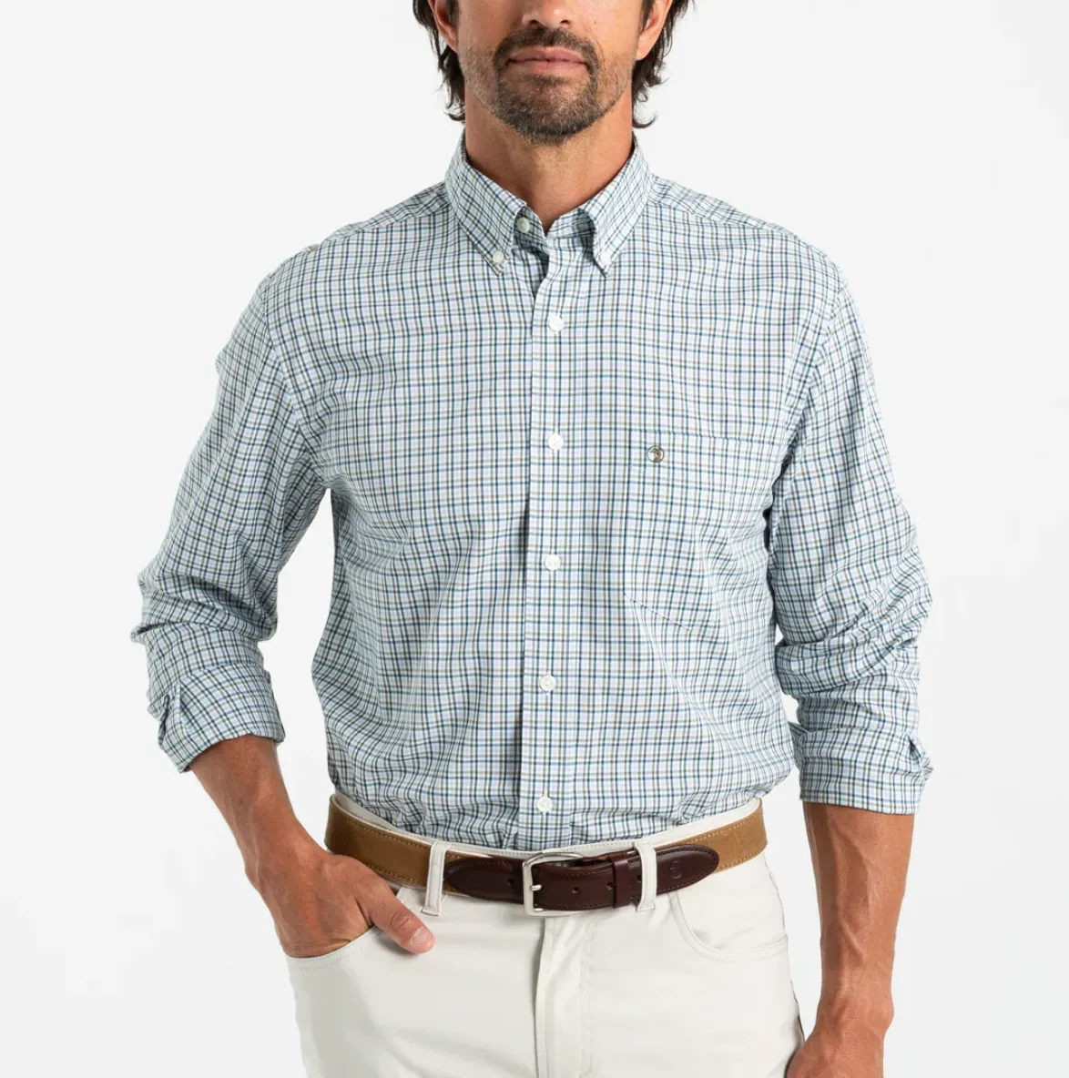 Benton Plaid Perf Poplin Shirt