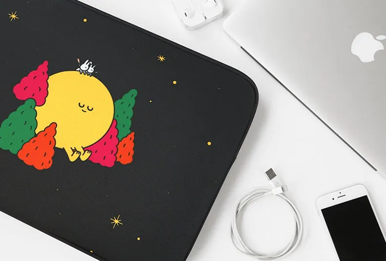 Black Moon Tree Rabbit Graphic Laptop Sleeves iPad 11 13 15 17 inch Cases Protective Covers Handbags Square Pouches Designer Artist Prints Cute Lightweight School Collage Office Zipper Fashion Unique Gifts Couple Items Skins