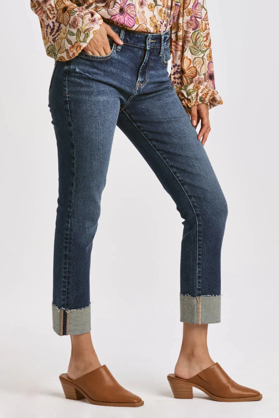 BLAIRE HIGH RISE CUFFED SLIM STRAIGHT JEANS SLIGWAY