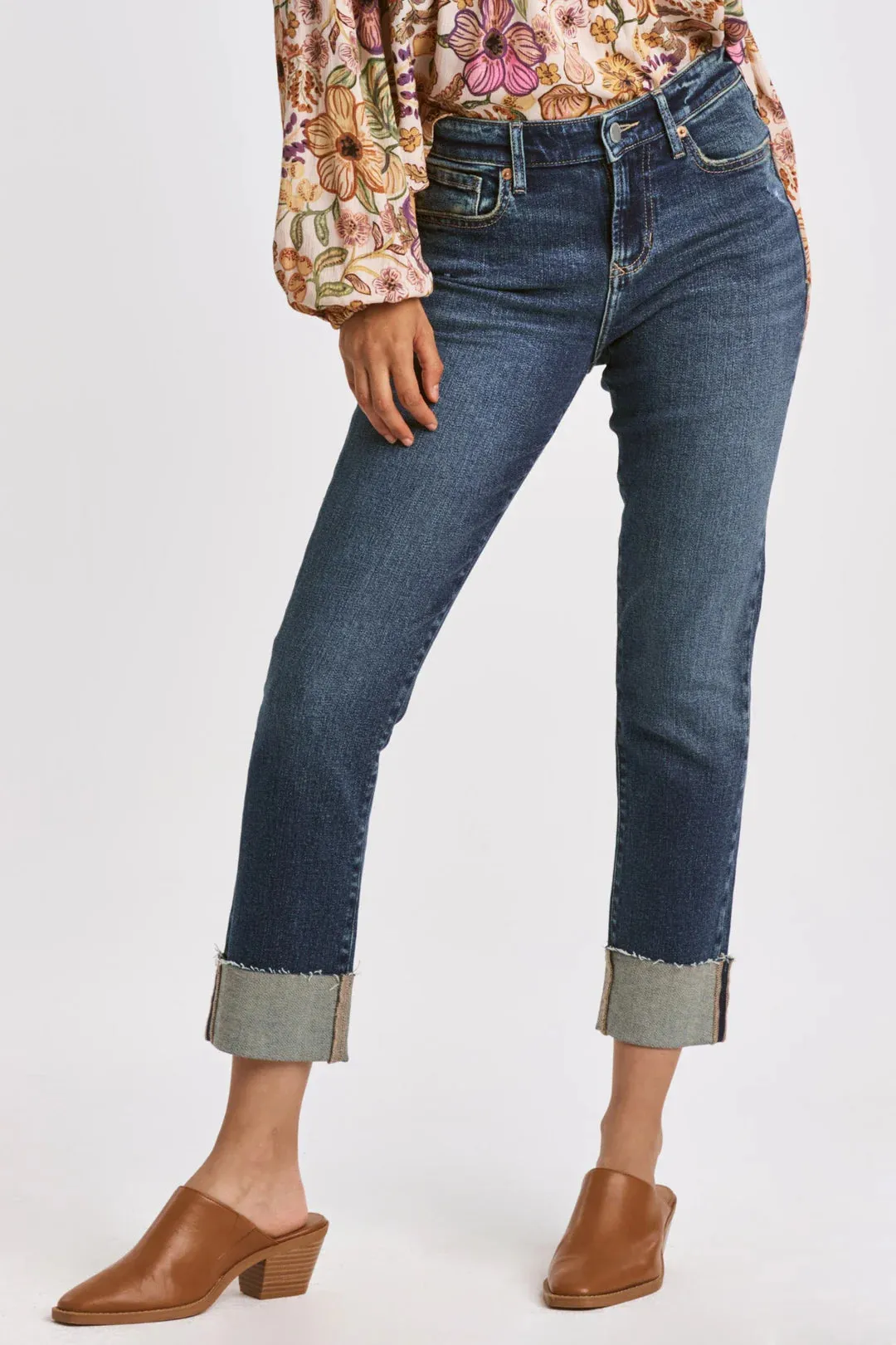 BLAIRE HIGH RISE CUFFED SLIM STRAIGHT JEANS SLIGWAY