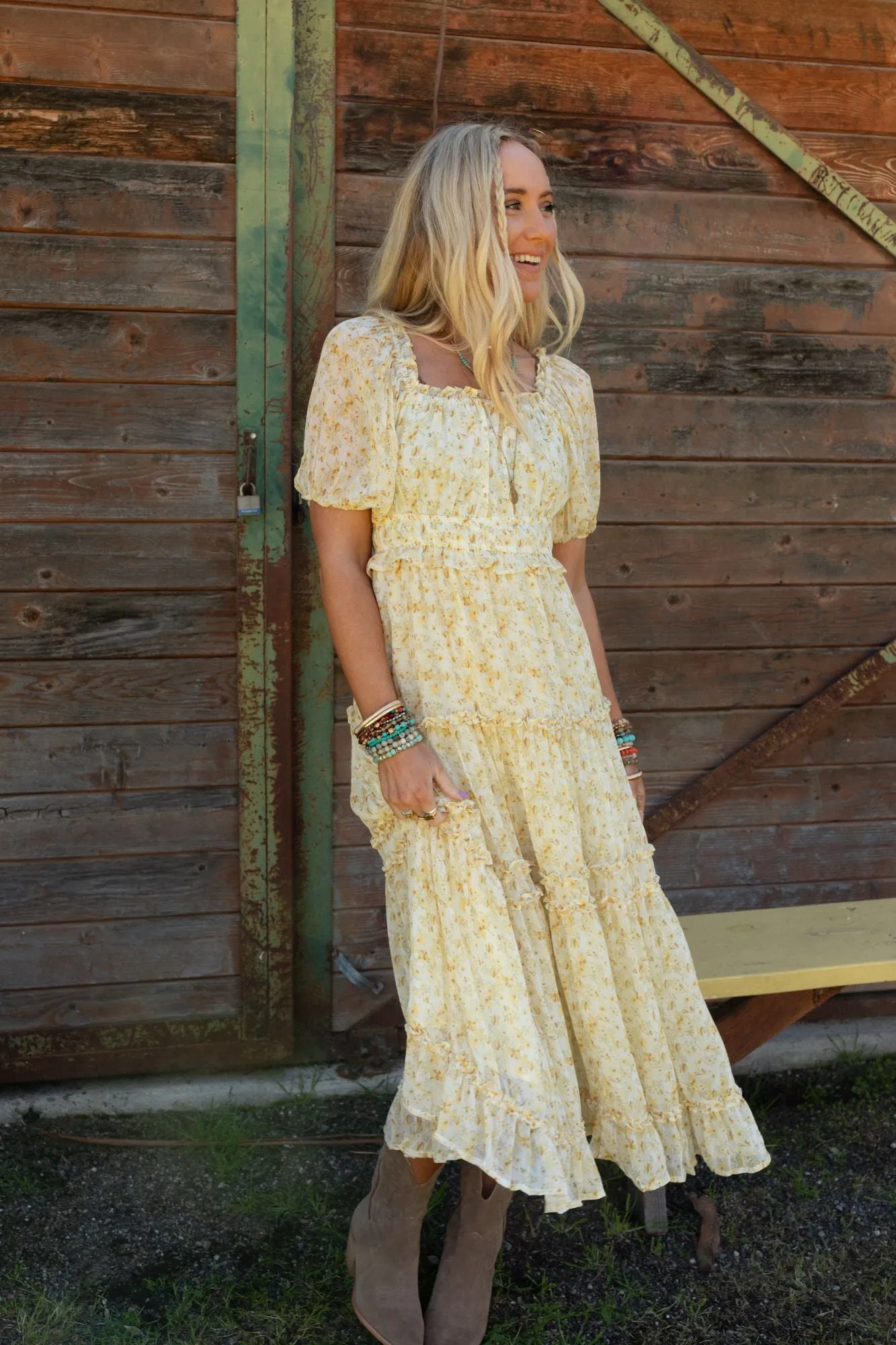 Blossom Girl Tiered Maxi Dress - Yellow