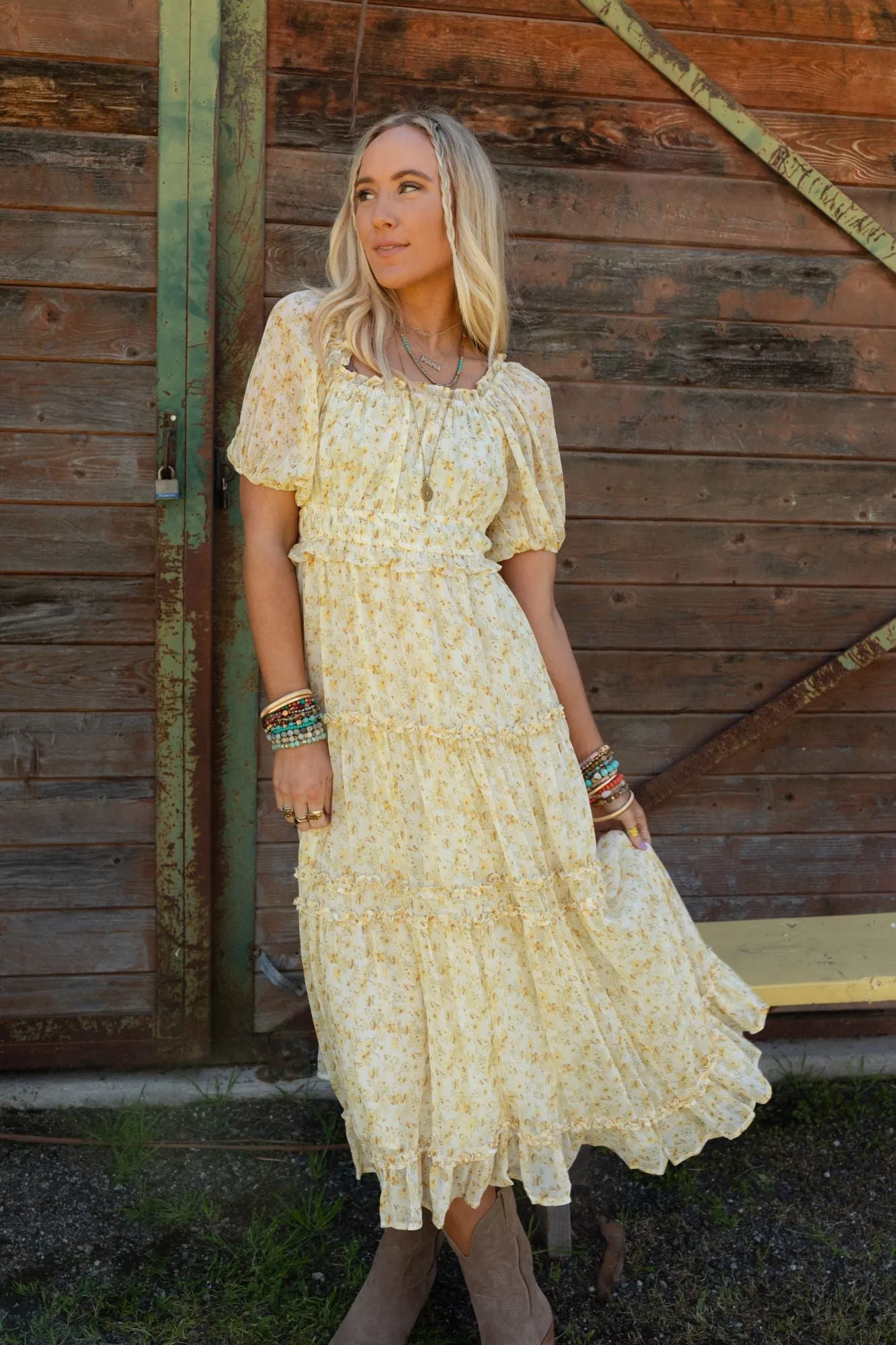 Blossom Girl Tiered Maxi Dress - Yellow