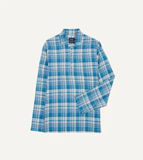 Blue Madras Check Linen Smock Shirt