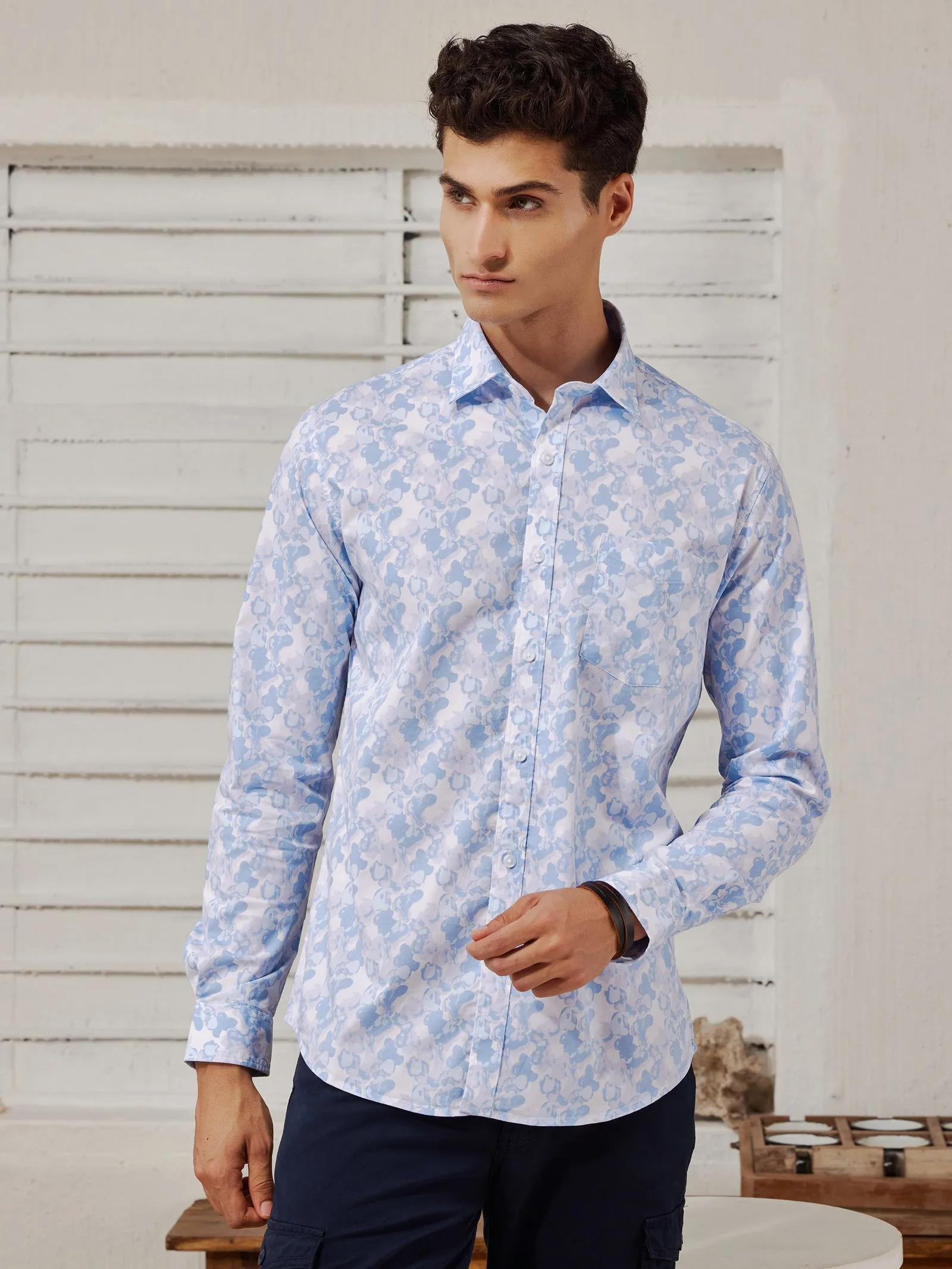 Blue Printed Shirt