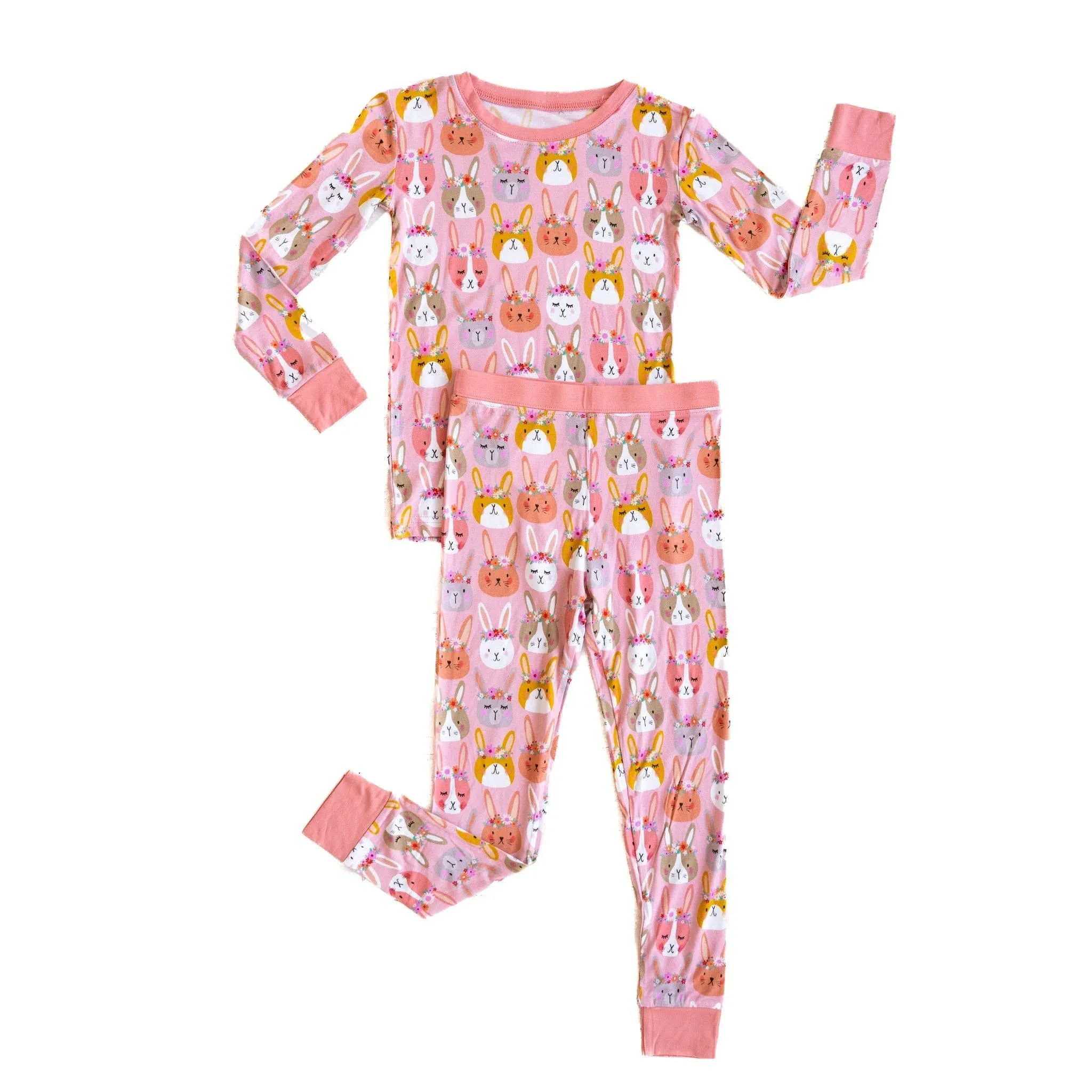 boho bunnies two-piece l/s bamboo viscose pajama set