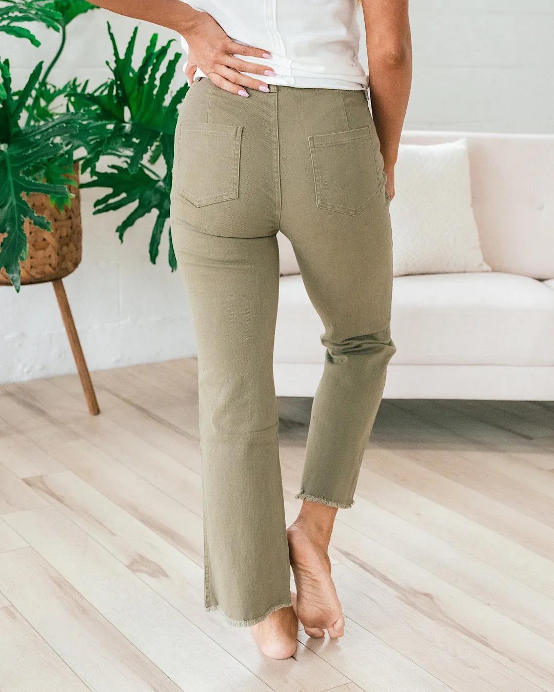 Bristol Wide Leg Crop Pants - Olive