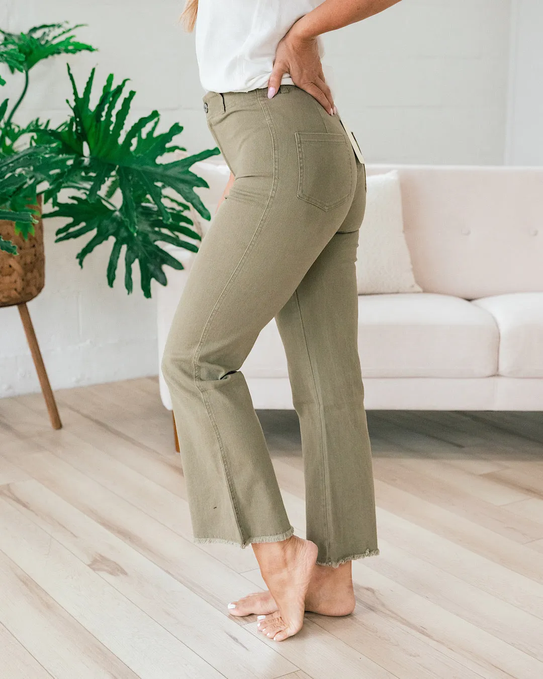 Bristol Wide Leg Crop Pants - Olive