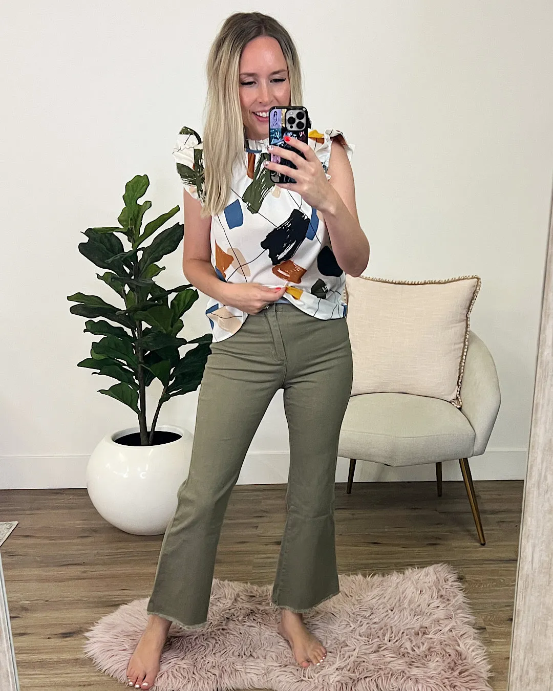 Bristol Wide Leg Crop Pants - Olive