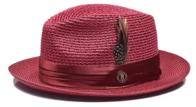 Burgundy Fedora Braided Straw Hat