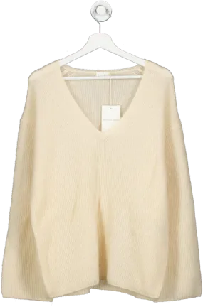 BY MALENE BIRGER Cream Dipoma Brushed Wool Blend Knitted Sweater BNWT UK S