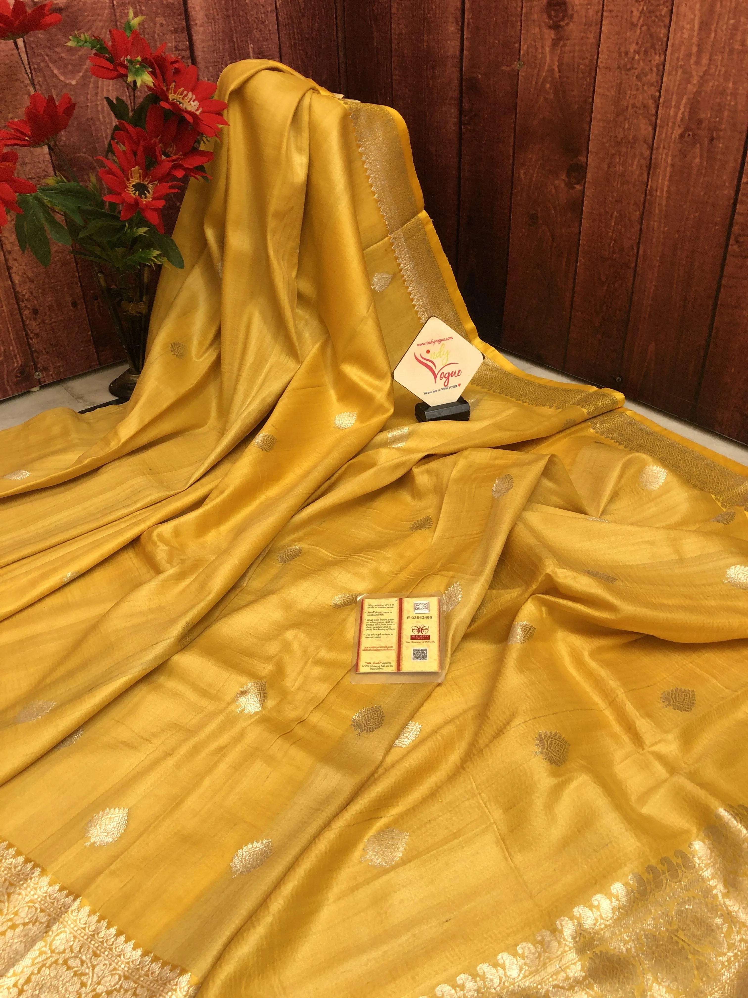 Canary Yellow Color Tussar Georgette Banarasi Saree