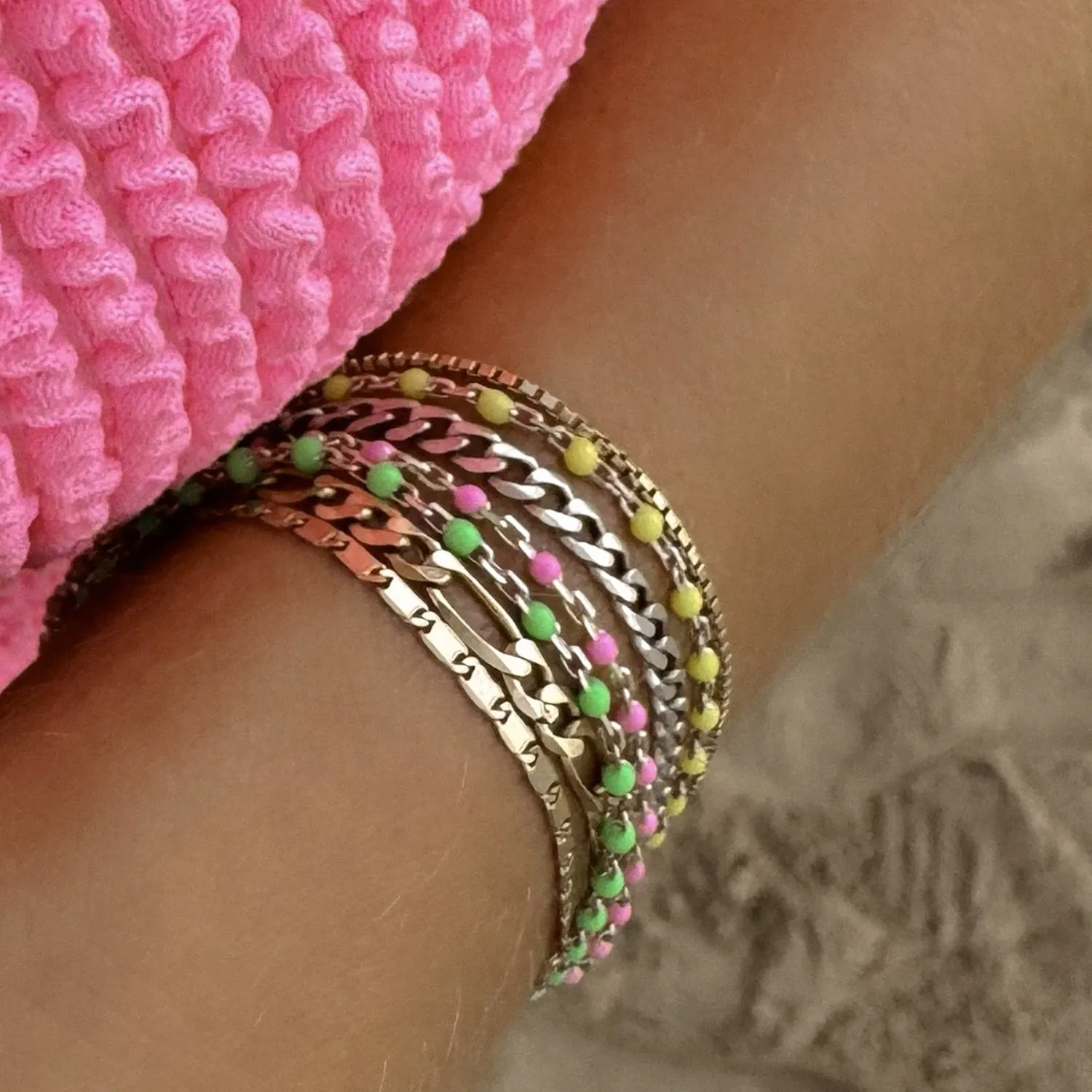 Candy Chain Bracelet | Bubblegum & Silver