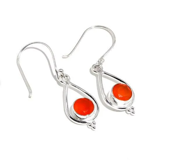 Carnelian Gemstone 925 Sterling Silver Handmade Earrings