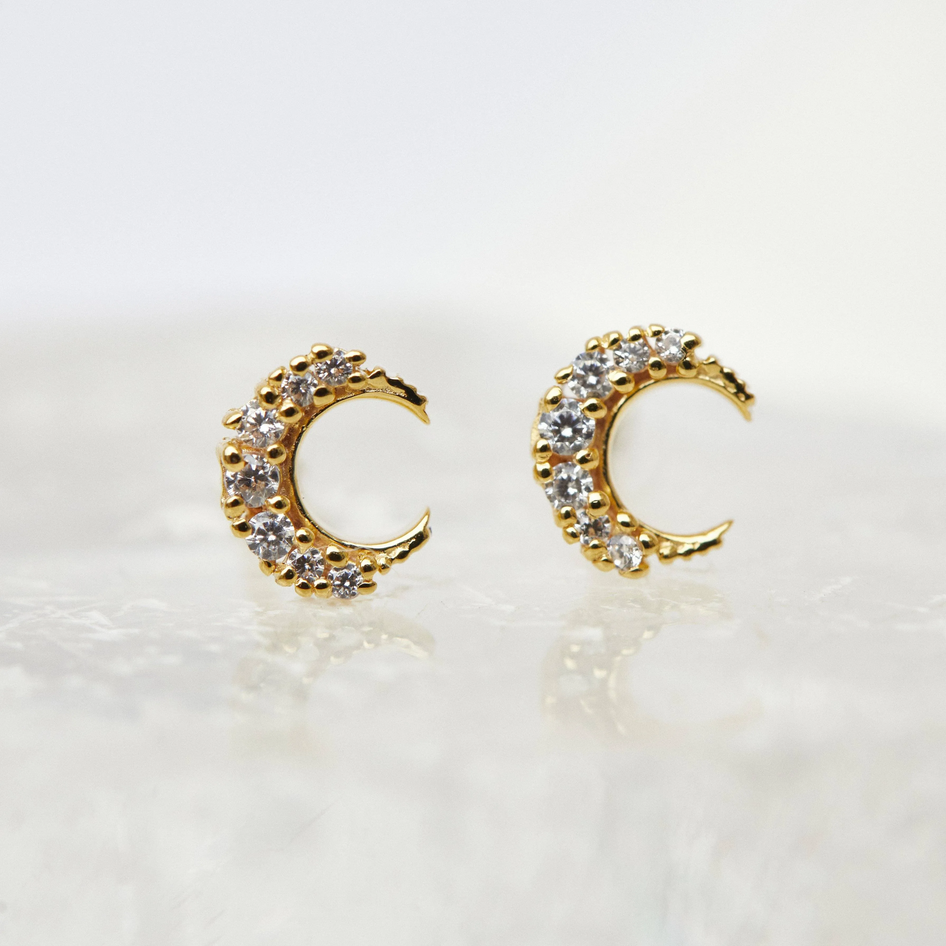 Celestial Moon Stud Earrings