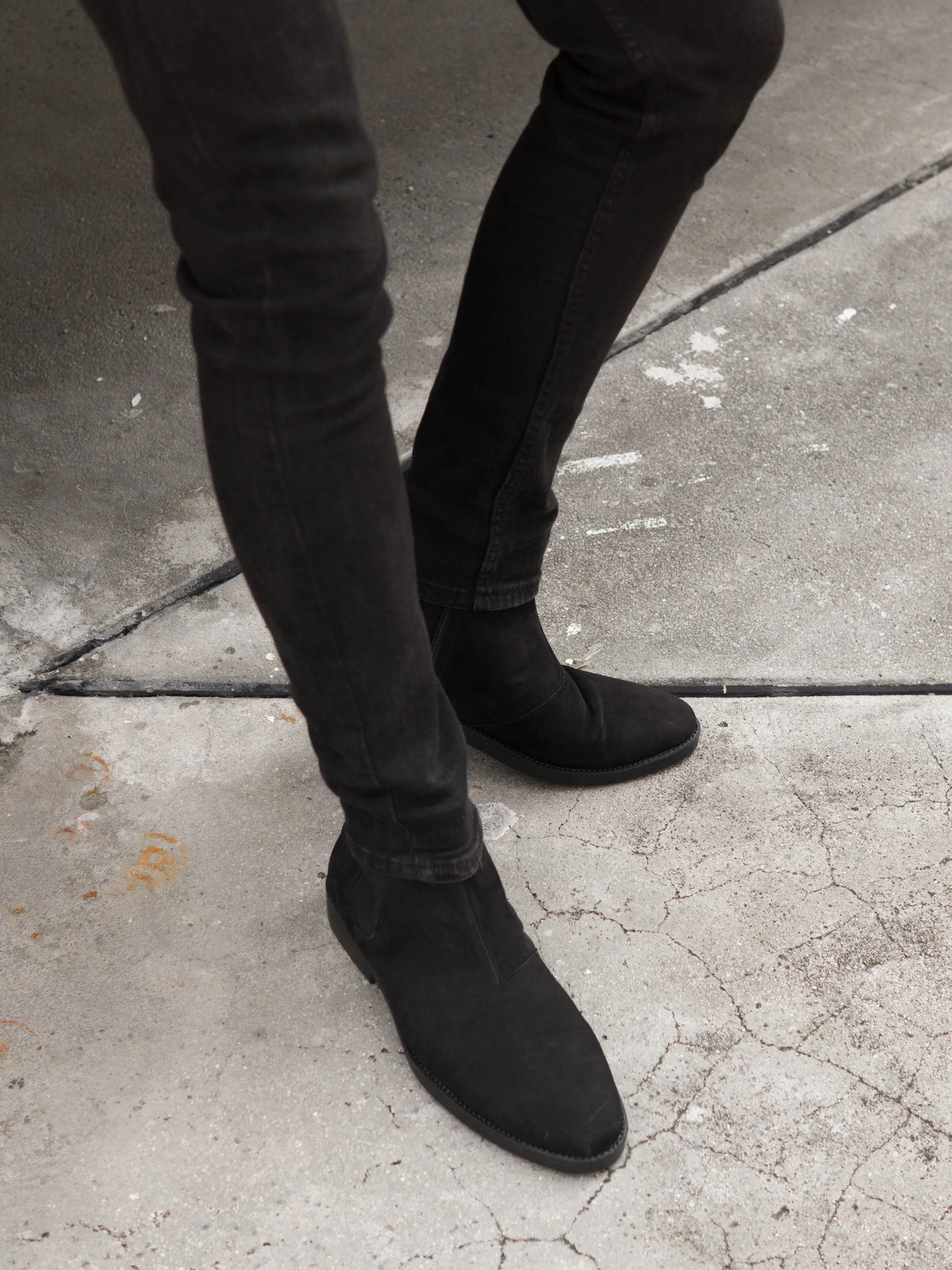 Chelsea Boots With Zipper - Black Nubuck Leather (Crepe Sole)