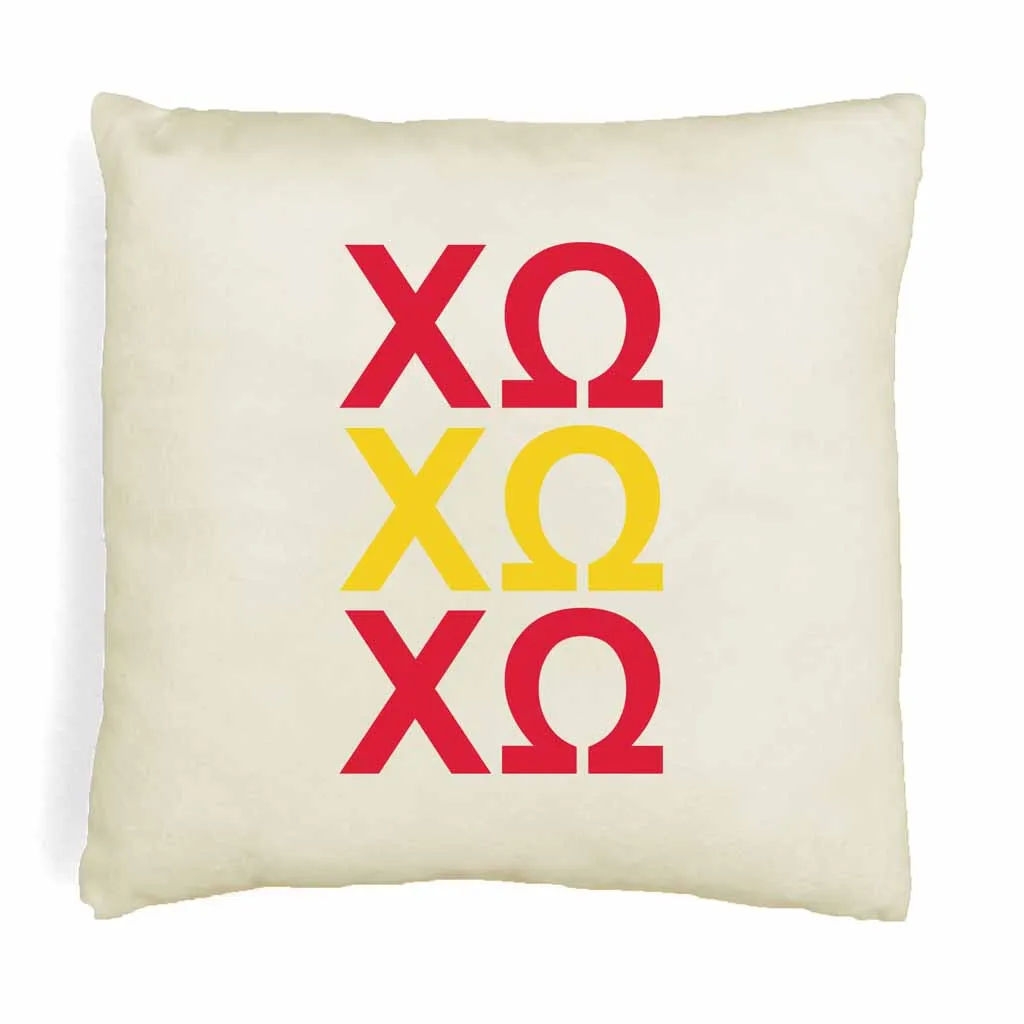 Chi Omega Throw Pillow Cover with Greek Letters