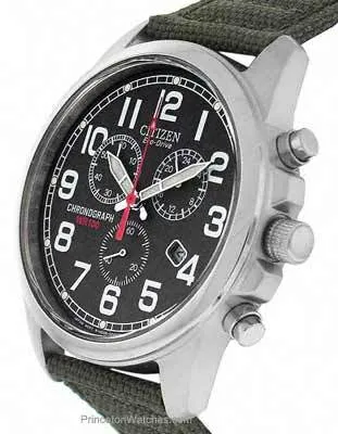 Citizen Eco-Drive Chandler Chronograph  - Black Face - Olive Canvas Strap