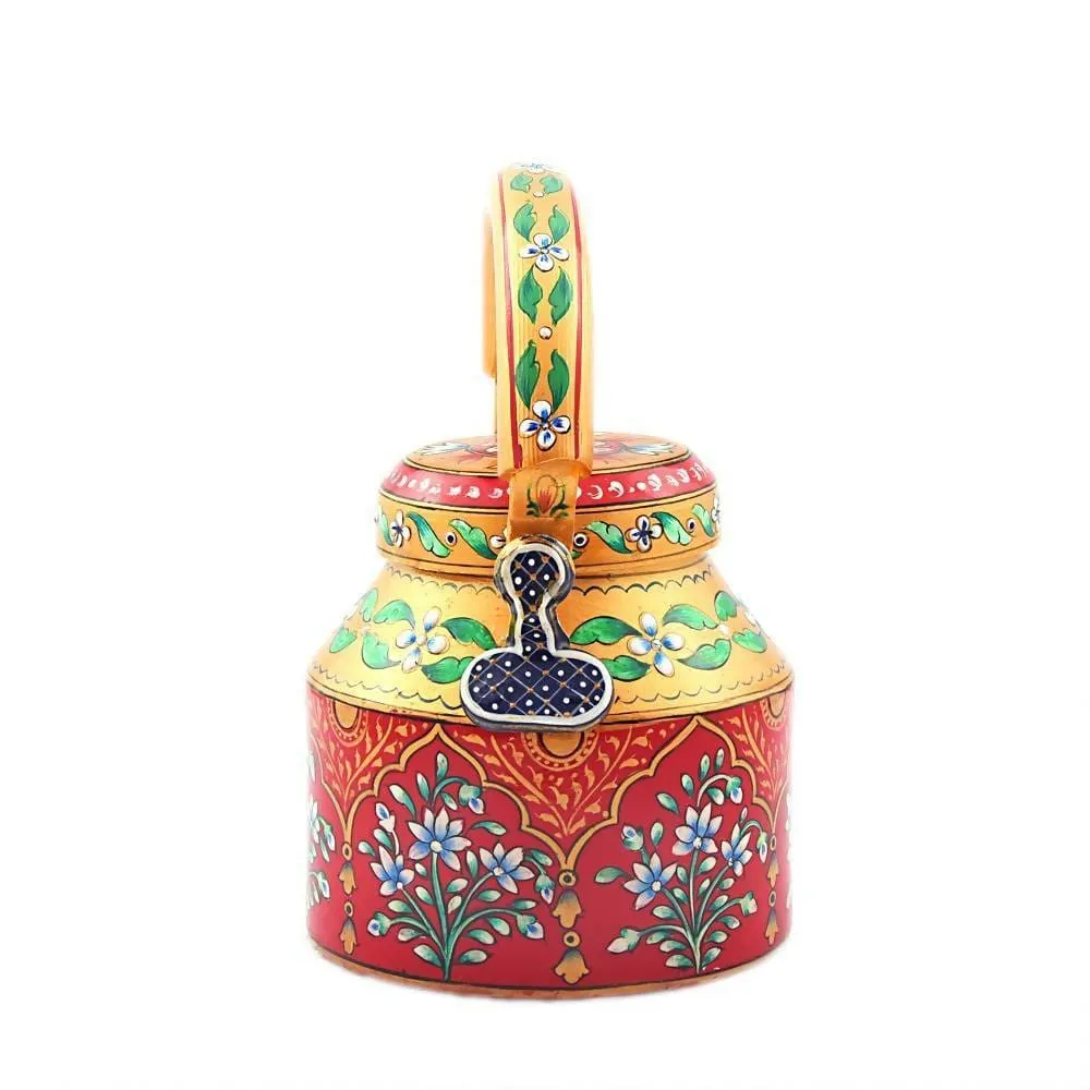 Colorful Hand Painted Tea Pot in Aluminium