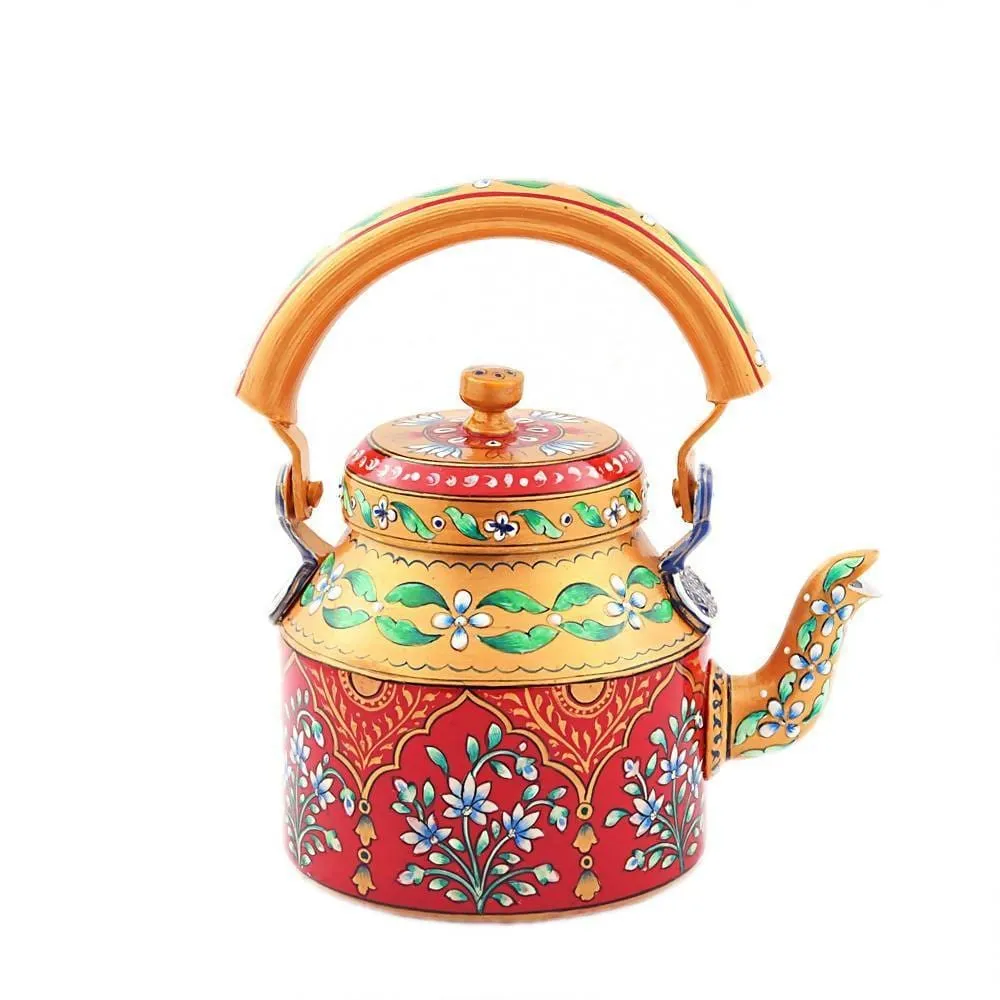 Colorful Hand Painted Tea Pot in Aluminium