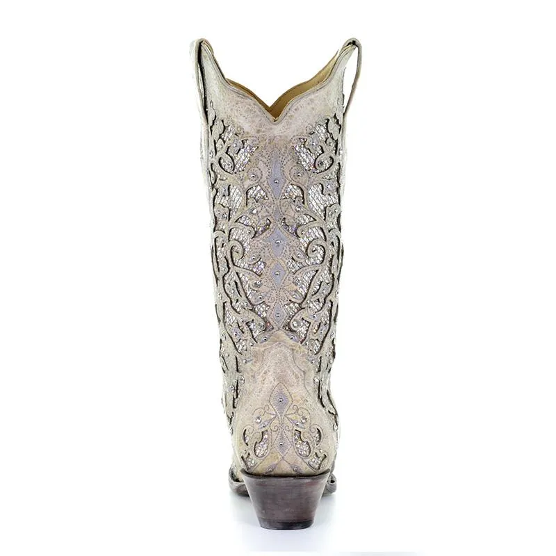 Corral Women's White Glitter Inlay & Crystals