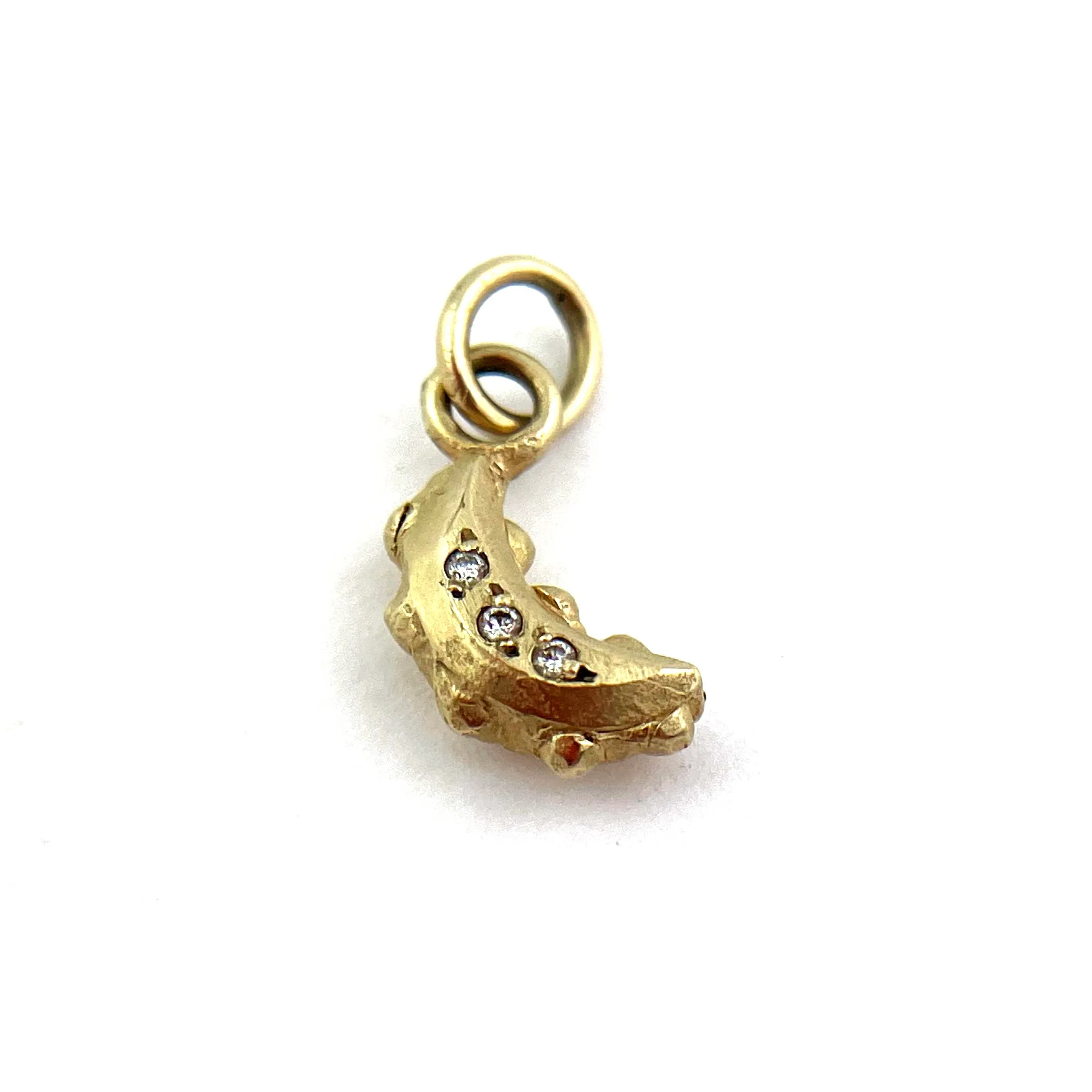 Crescent Moon Six White Diamonds - 14k Gold