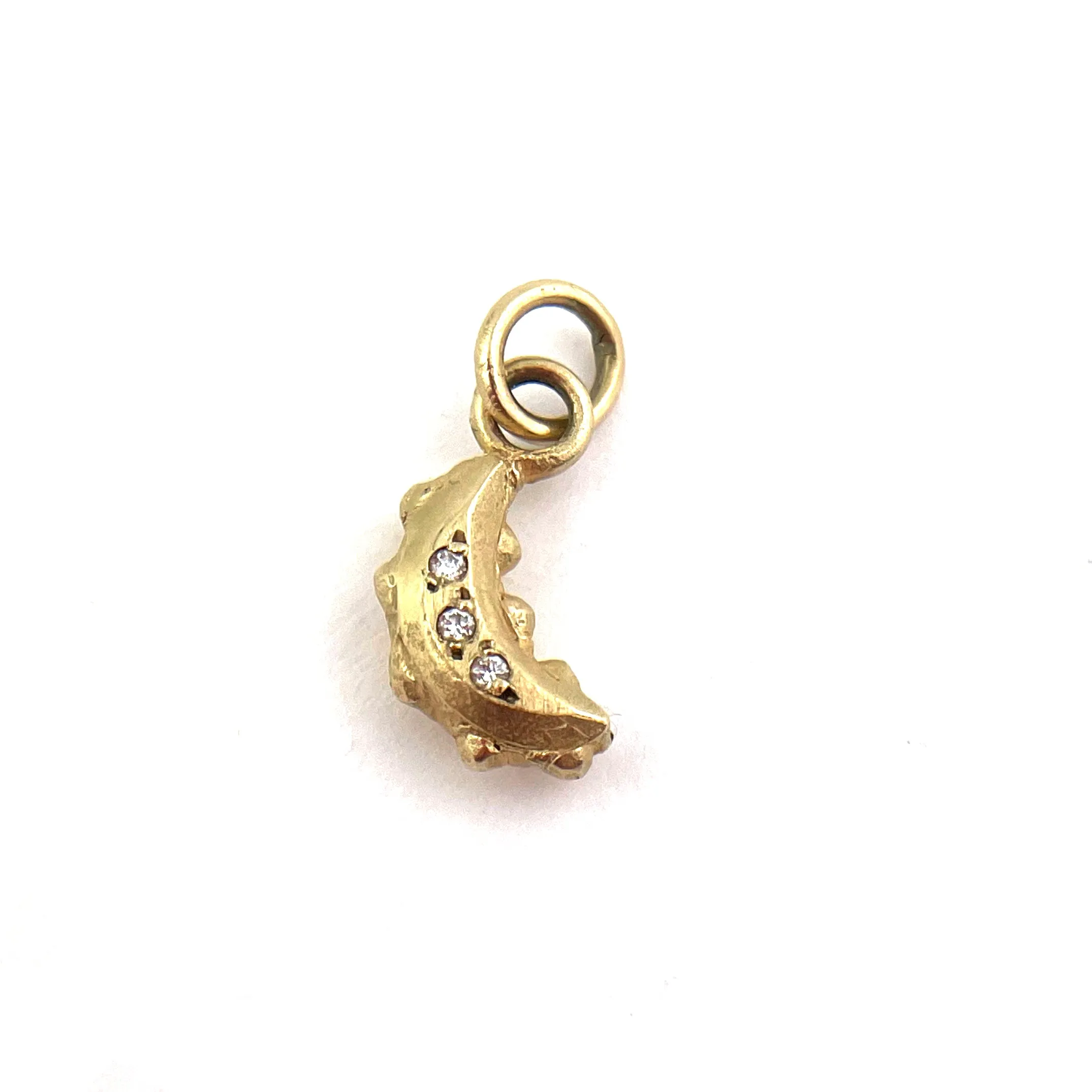 Crescent Moon Six White Diamonds - 14k Gold