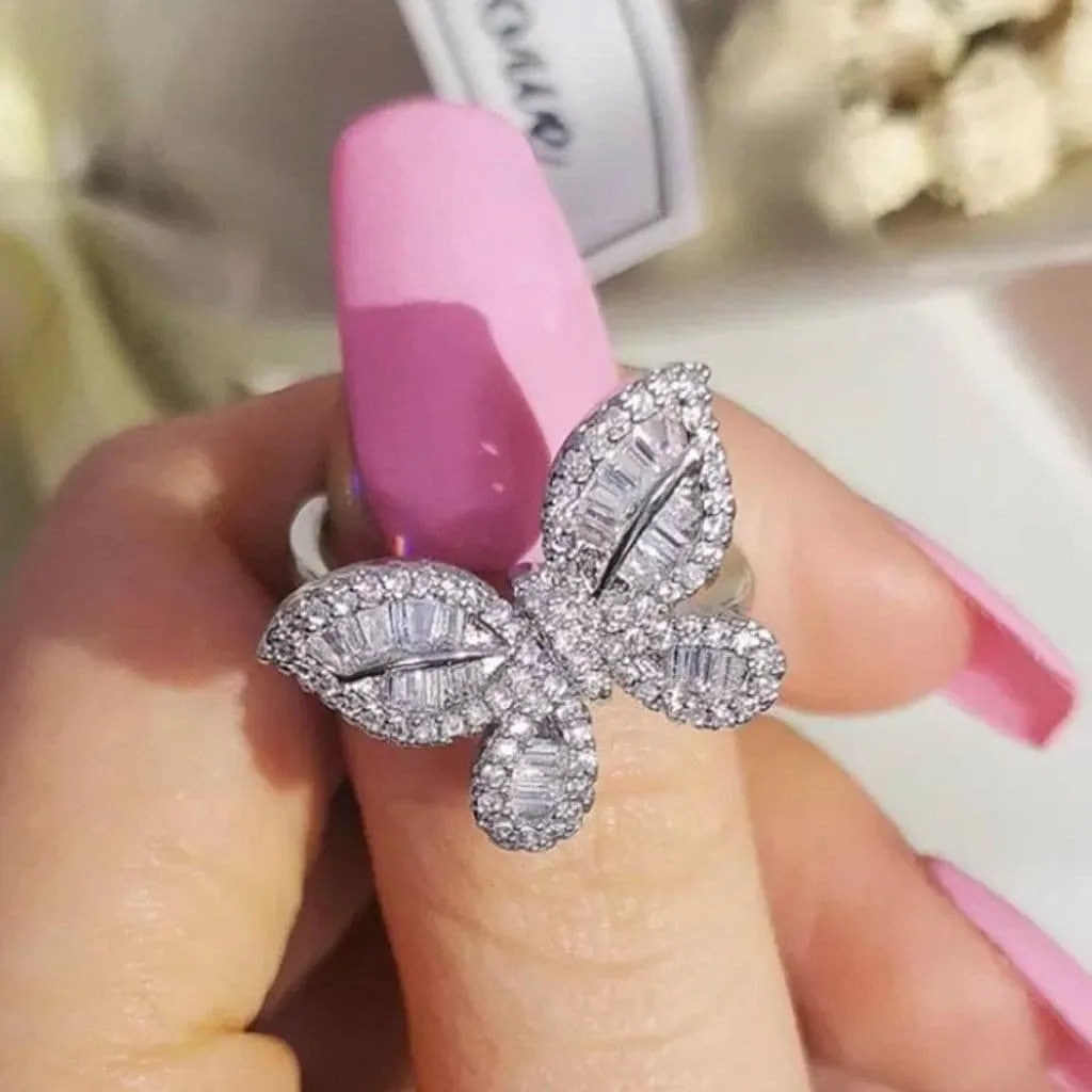 Cubic Zirconia Butterfly Ring