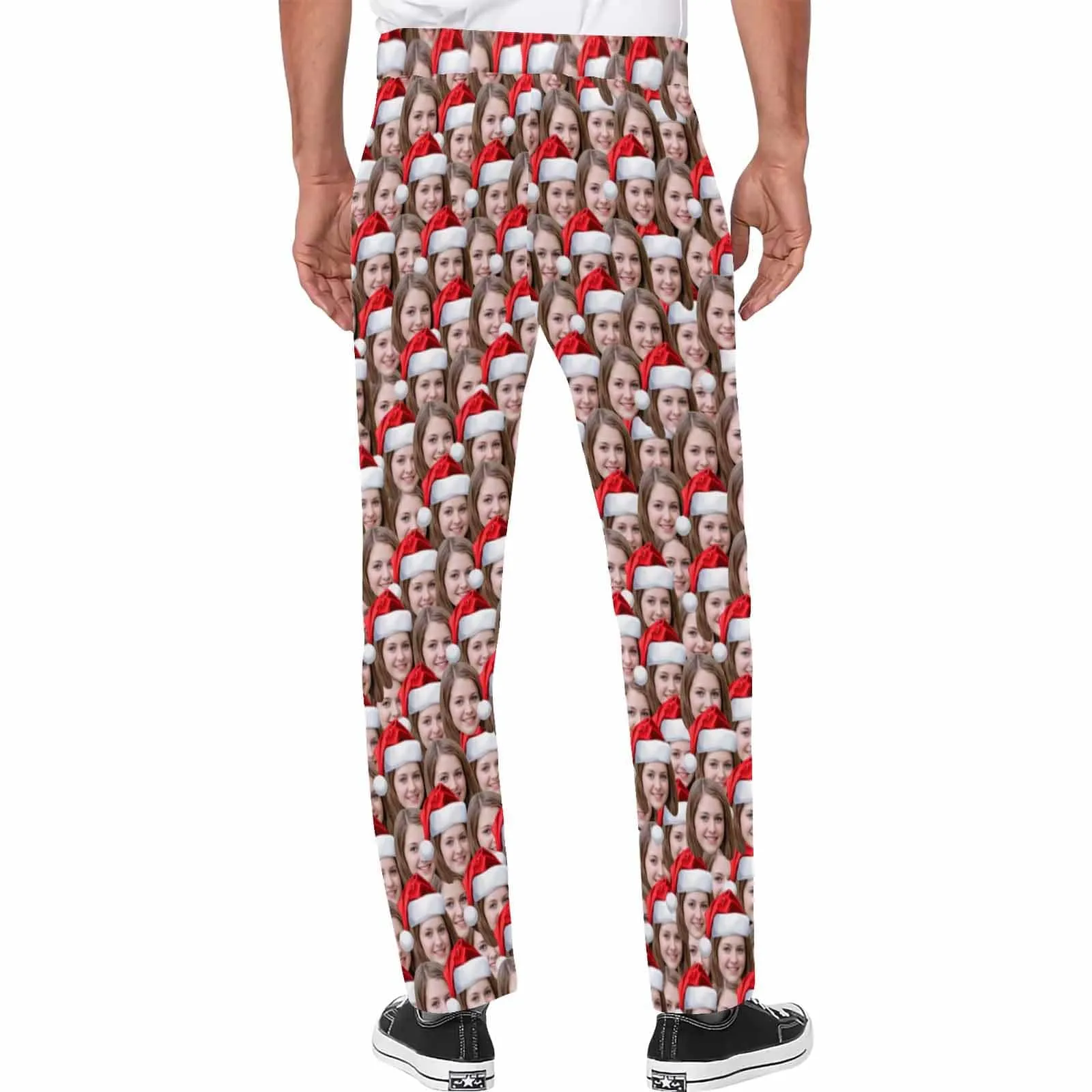 Custom Seamless Face Christmas Red Hat Men's Casual Jogger Athletic Long Pants Casual Trousers