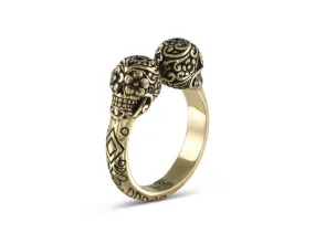 Day of the Dead Twin Skull Ring - Bronze