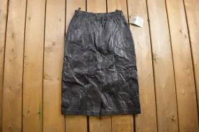 Deadstock Vintage 1980s Jacqueline Ferrar Black Leather Skirt Size 26 x 26 / Jc Penny / Vintage Skirt / 80s Retro Style / Genuine Leather