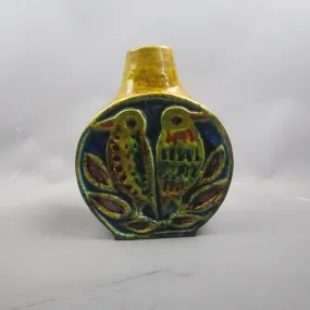 Dutch Schrambert Pottery Multi Coloured Bird Vase Vintage Mid Century Modern c1960